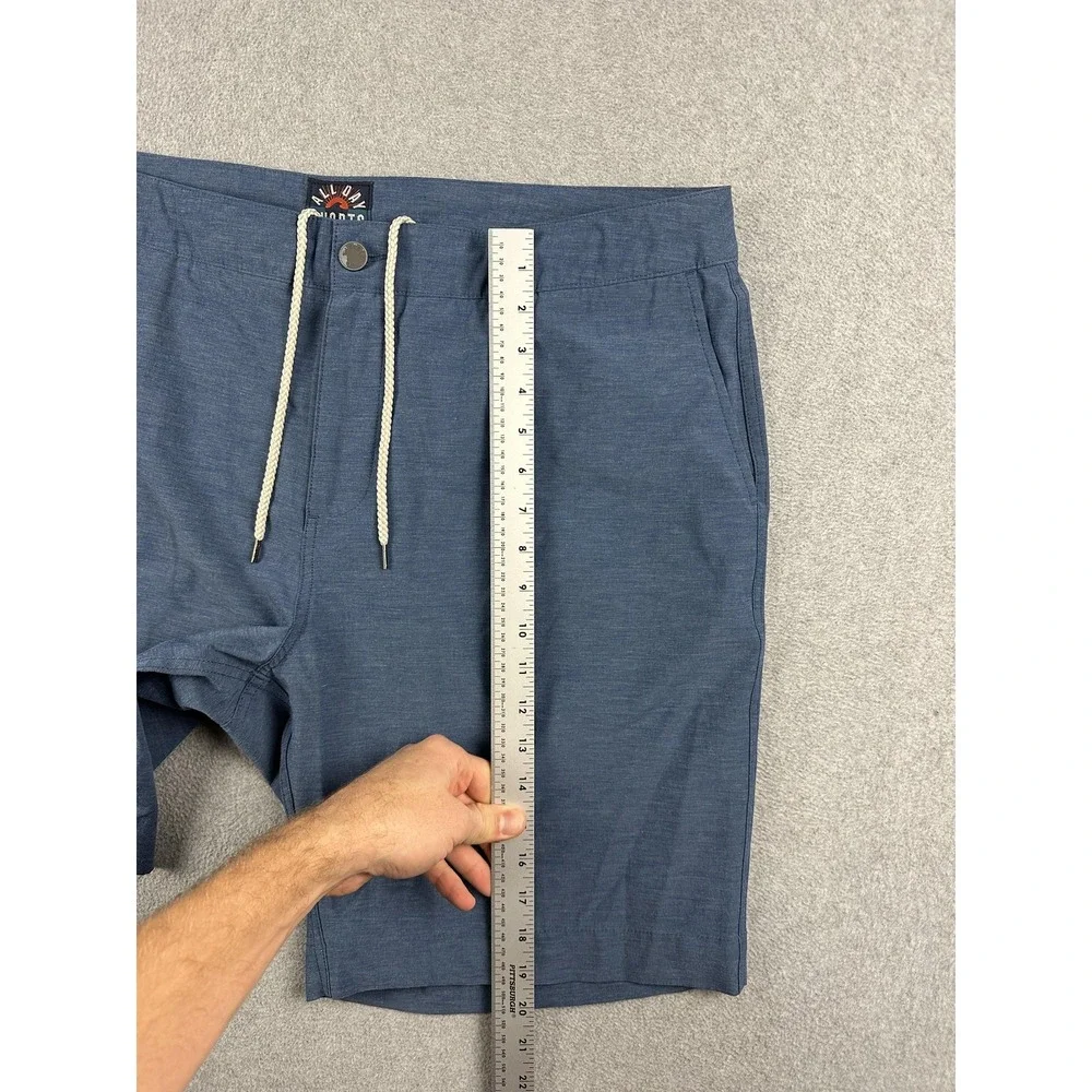 Faherty All Day Shorts Mens 38 Blue Chino Drawstring Stretch Casual 9 Inseam